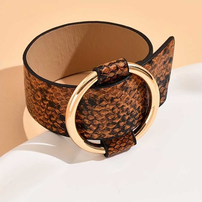 Adjustable Snake Print Leather Bracelet for Women Daily Wear Accessory